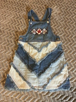 Mono de vestir vaquero No Kidding Patchwork Red Star para niñas talla pequeña 100 % algodón Foto 1 de 4