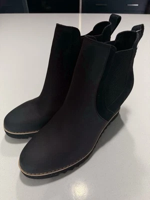 Bota de cuña Toms Maddie para mujer en cuero negro talla 9 precio de venta sugerido por el fabricante 119,95 USD Foto 1 de 4