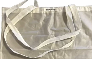 MIU MIU Tote Bag Logo Tag Made In Italy White Transparent Vinyl Plastic W/Straps - Picture 1 of 7