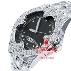 Mens Black Dial 18K White Gold Jojino Joe Rodeo Simulated Diamonds Watch 46mm - Picture 1 of 6