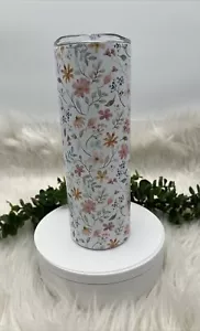 New Dainty Wildflowers Stainless Steel Skinny 20oz Tumbler Lid & Plastic Straw - Picture 1 of 4