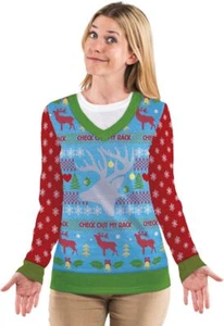 Check Out My Rack Ugly Christmas Sweater Faux Real Fancy Dress Adult Costume - Picture 1 of 6