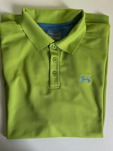Under Armour Golf Polo HeatGear Loose Mustard Athletic Golf Shirt Mens Size L - Picture 1 of 10