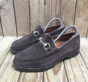 VINTAGE Gucci 111 630 brown SUEDE horsebit leather Men's loafers UK 7 US 7.5 D - Picture 1 of 23