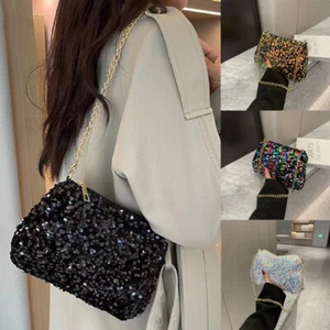 Sequins Small Bag New Shoulder Satchel Temperament Simple Chain Small Square Bag - Picture 1 of 22
