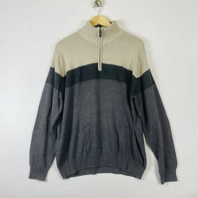 Suéter Tricots St. Raphael Beige Gris Tejido Forrado de Vellón Cremallera Cuello Simulado Para Hombres XL Foto 1 de 4