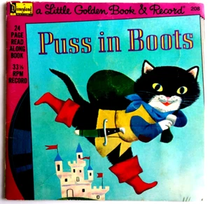 Little Golden Book And Record Puss In Boots Vintage Disneyland 7" Record Story - Picture 1 of 19