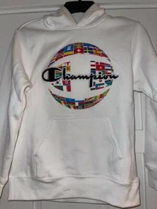 Champion Flags of the World Athletic Hoodie Sweatshirt Embroidered Youth M NWT - Picture 1 of 3