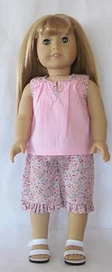 Juego de 2 piezas de pantalones Capri con top y estampado floral rosa para muñecas American Girl de 18 pulgadas - Imagen 1 de 2