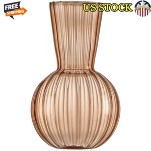 Tabletop Bubble Glass Vase 6.5 In Tall Yellow Clear Livingroom Office Decor New - Picture 1 of 6