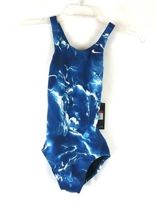 Nike Girl’s One Piece Blue Swimsuit Size L - Picture 1 of 2