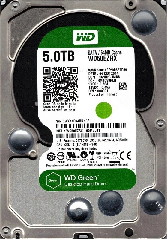 WD50EZRX-00MVLB1 DCM: HANNHVJMBB WX41D Western Digital 5TB - Image 1 of 1