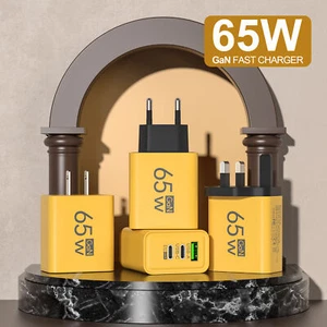 Cargador rápido de 3 puertos 65 W USB C PD USB A EU/US/UK enchufe cargador de pared alimentación - Imagen 1 de 11