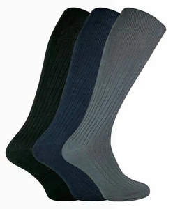 1 Pair Mens Thin 100% Cotton Extra Long Knee High Lightweight Ribbed Dress Socks - Picture 1 of 8