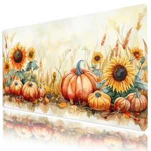 Yellow Pumpkin Fall Floral Mouse Desk Pad for Keyboard Desk Mat 31.5x15.7 inch - Afbeelding 1 van 6