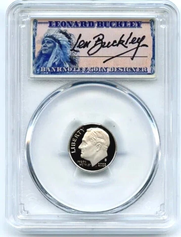 2022 S 10C Clad Roosevelt Dime PCGS PR70DCAM FDOI Leonard Buckley Signed Cover