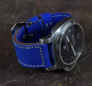 PULSERA DE RELOJ 26 24 22 MM LONA AZUL REAL CORREA HECHA A MANO CORREA MA F. PANERAI ETC - Imagen 1 de 15