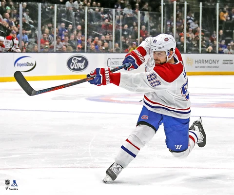 Tomas Tatar Montreal Canadiens Unsigned White Jersey Shooting Photograph Cover