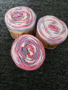 3  PEACHES & CREME STRIPEY 100% COTTON Yarn Worsted 2 Oz. Ea BEACH HOUSE - Picture 1 of 5