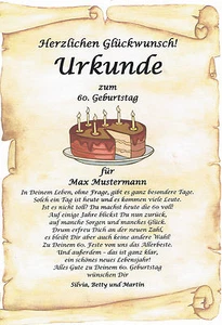 URKUNDE ZUM 1 25 45 55 60 ... GEBURTSTAG AUSGEFALLENES PERSÖNLICHES GESCHENK - Bild 1 von 1