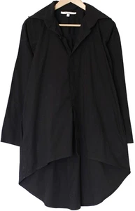 PLANET By Lauren G Cotton HIGH-LOW LONG SHIRT Tunic Smock Top SZ (2) O/S Black - Picture 1 of 4