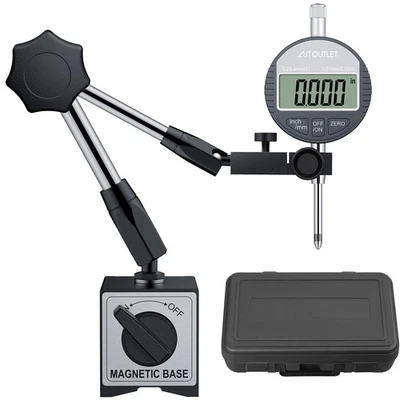 0.0005"Digital Dial Indicator Gauge and Magnetic Base Set 25.4mm/1'' Measuring