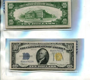 1934 A $10 NORTH AFRICA YELLOW SEAL CURRENCY NOTE CU 5970T - Picture 1 of 1