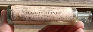 1880s PLEASANT WORM SYRUP HARRY BOYER DRUGGIST WASHINGTON C.H.OHIO LABEL BOTTLE - Picture 1 of 8