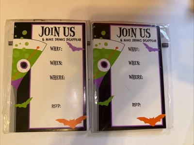 Invitaciones de fiesta HALLOWEEN (2 paquetes de 10 invitaciones y sobres) murciélagos monstruo Foto 1 de 3