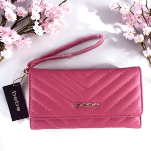 Bebe Tye Trifold Wristlet Hot Pink NWT ($49 Retail) - Picture 1 of 6