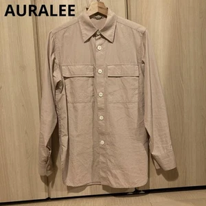 Auralee Cotton Shirt O Regular Collar Chest Patten Pockets Washed Finx Twill Used - Bild 1 von 4