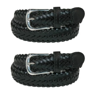CTM Boys' Leather Braided Dress Belt (Pack of 2) - Picture 1 of 2