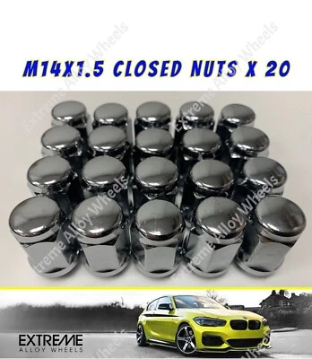 Fits Chrysler 300 C 05-10 Alloy Wheels Nuts Closed Silver M14x1.5 x 20 - Image 1 of 3