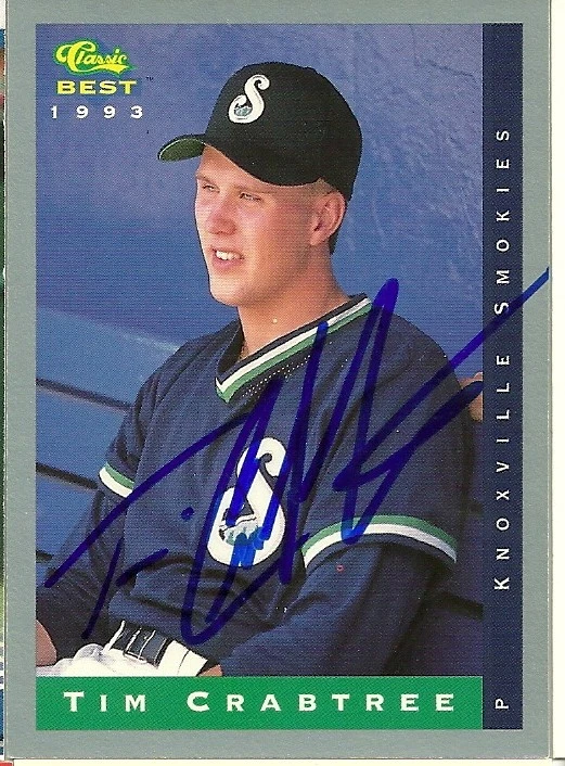 1993 Knoxville Smokies TIM CRABTREE Signed Card autograph BLUE JAYS jackson, mi - Image 1 of 1