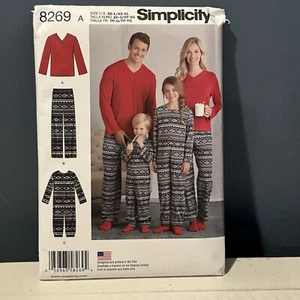 UNCUT Simplicity Sewing Pattern#8269 Family Sleepwear Men, Women, Kids - Picture 1 of 2