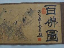 Exquisite old Chinese silk paper Painting Scroll Of Hundred Buddha 百佛图