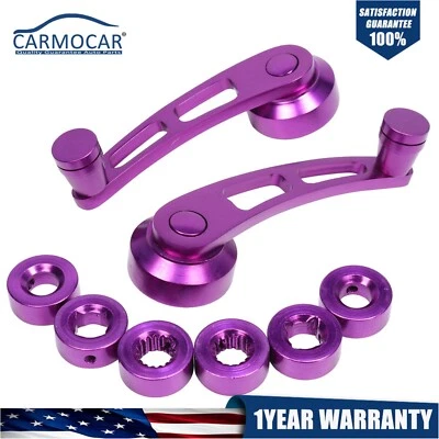 Dos perillas universales de aluminio con manivela de vidrio para bobinadora de ventana de coche púrpura Foto 1 de 4