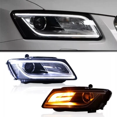 For Audi Q5 2009-2017 Dark Headlights Dynamic With LED Signal Low High Beam Kit - Image 1 of 4
