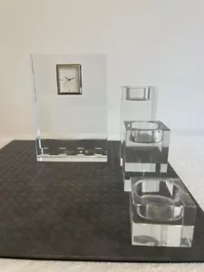 John Lewis Mantle Clock & Tea Light Candle Holders. Glass Ornaments - Picture 1 of 5