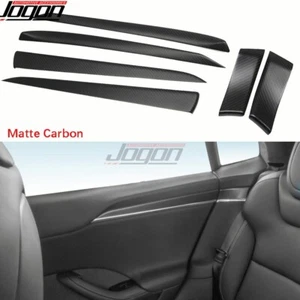 Cubierta de manija de puerta interior de carbono mate para Tesla Model S a cuadros 2021 2022-23 a rayas - Imagen 1 de 10