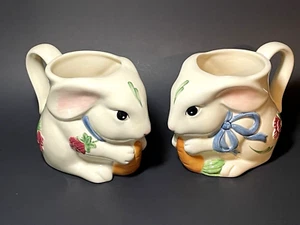 Lenox Mohnblumen auf blau Barnyard Collection Hase Kaninchen Tassen Tasse 2er Set Vintage - Bild 1 von 10