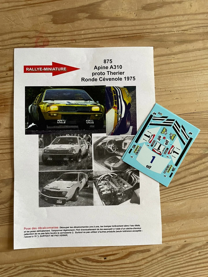 DECALS 1/43 ALPINE RENAULT A310 THERIER RONDE CEVENOLE 1975 RALLYE RALLY - Изображение 1 из 1