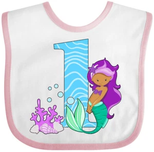 Inktastic First Birthday Mermaid Baby Bib Birthdays 1st Year Old Turning Party - Picture 1 of 10