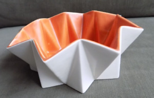 Vtg Red Wing Pottery Rare Belle Kogan Prismatique Orange Cream 790 Planter Bowl