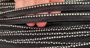 Vintage Baumwolle genähte Kante Ripsband schwarz grau 1/2" Borte Lippe 1 Yard Frankreich - Bild 1 von 5