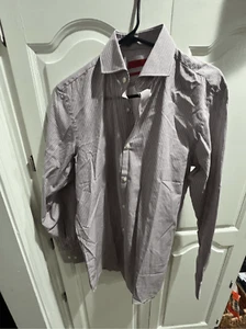 HUGO BOSS Hugo Sharp Fit Dress Shirt 15 32/33 Red White Striped Long Sleeve - Picture 1 of 9