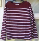 Seasalt Sailor Shirt Burgundy & White Striped Organic Cotton Top Size 14