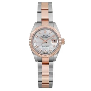 Rolex Lady-Datejust 28mm 18k Rose Gold Steel MOP Diamond Dial Watch 279171 - Picture 1 of 6