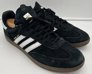 Adidas SAMBA ADV Black All Suede White 3 Stripes Gum Soles Men’s Size 11.5 Gold - Picture 1 of 17