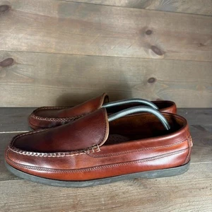 ll bean mens size 11 wide EE shoes brown leather slip on comfort loafers - Imagen 1 de 8